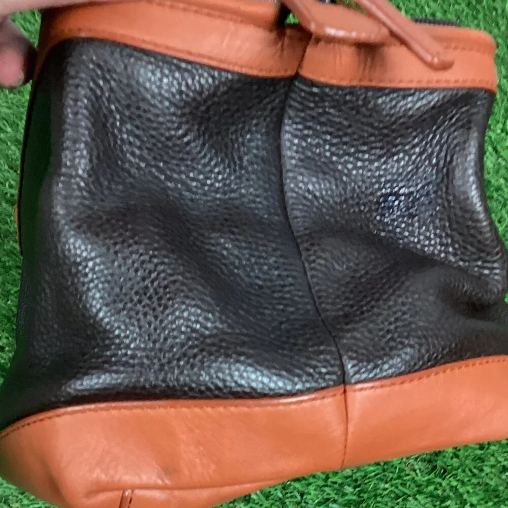 Coach Black & Dark Tan Leather Toiletry Bag Case